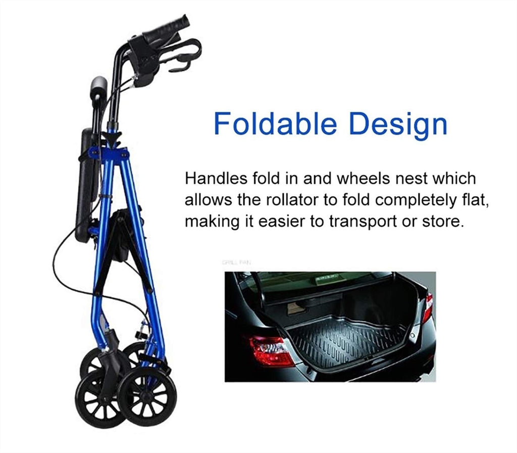 Blue Rolling Walker with Seat Basket Brakes Z486148