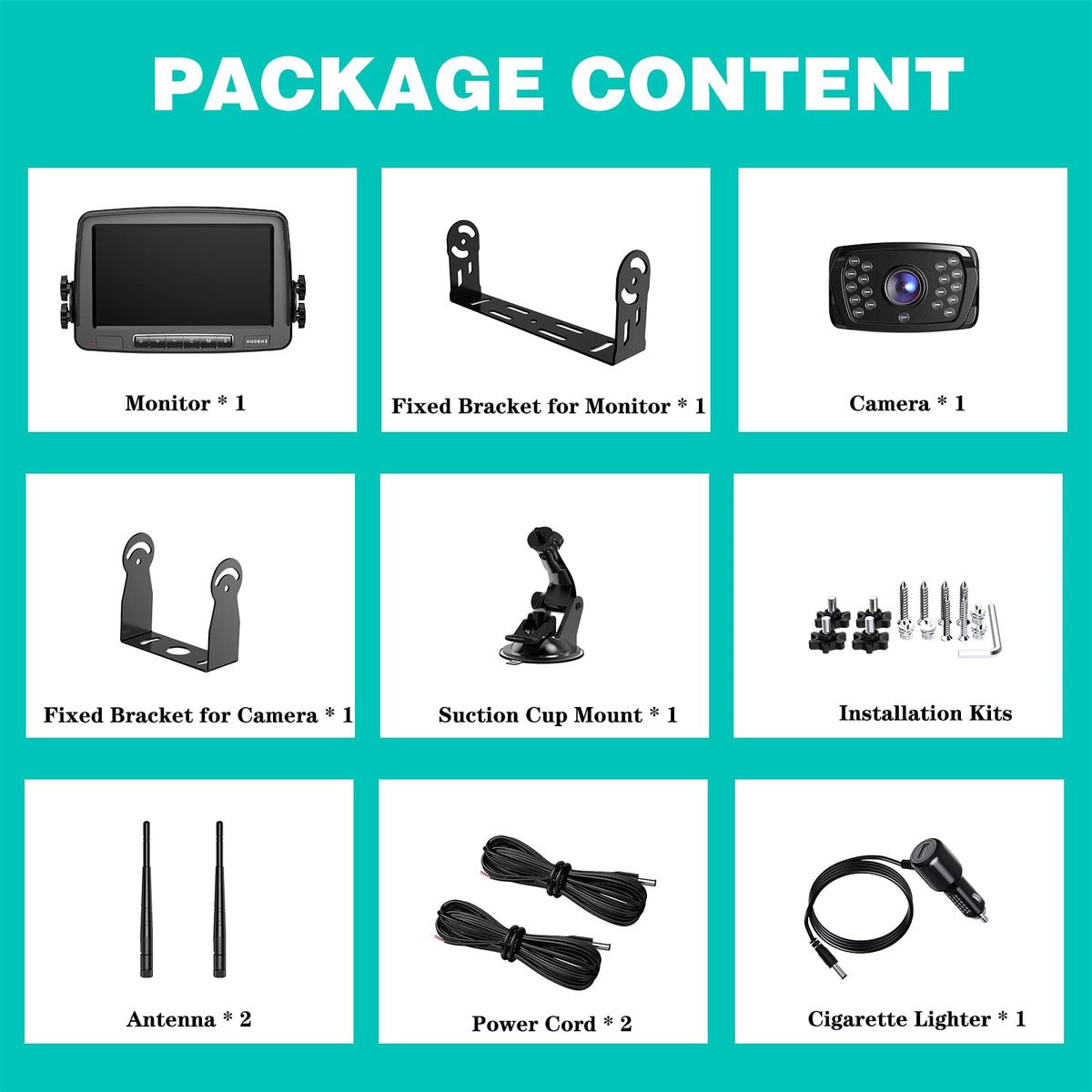 Wireless Backup Camera 7 Inch Monitor Rear View Camera System IP69 Waterproof Night Vision H13706