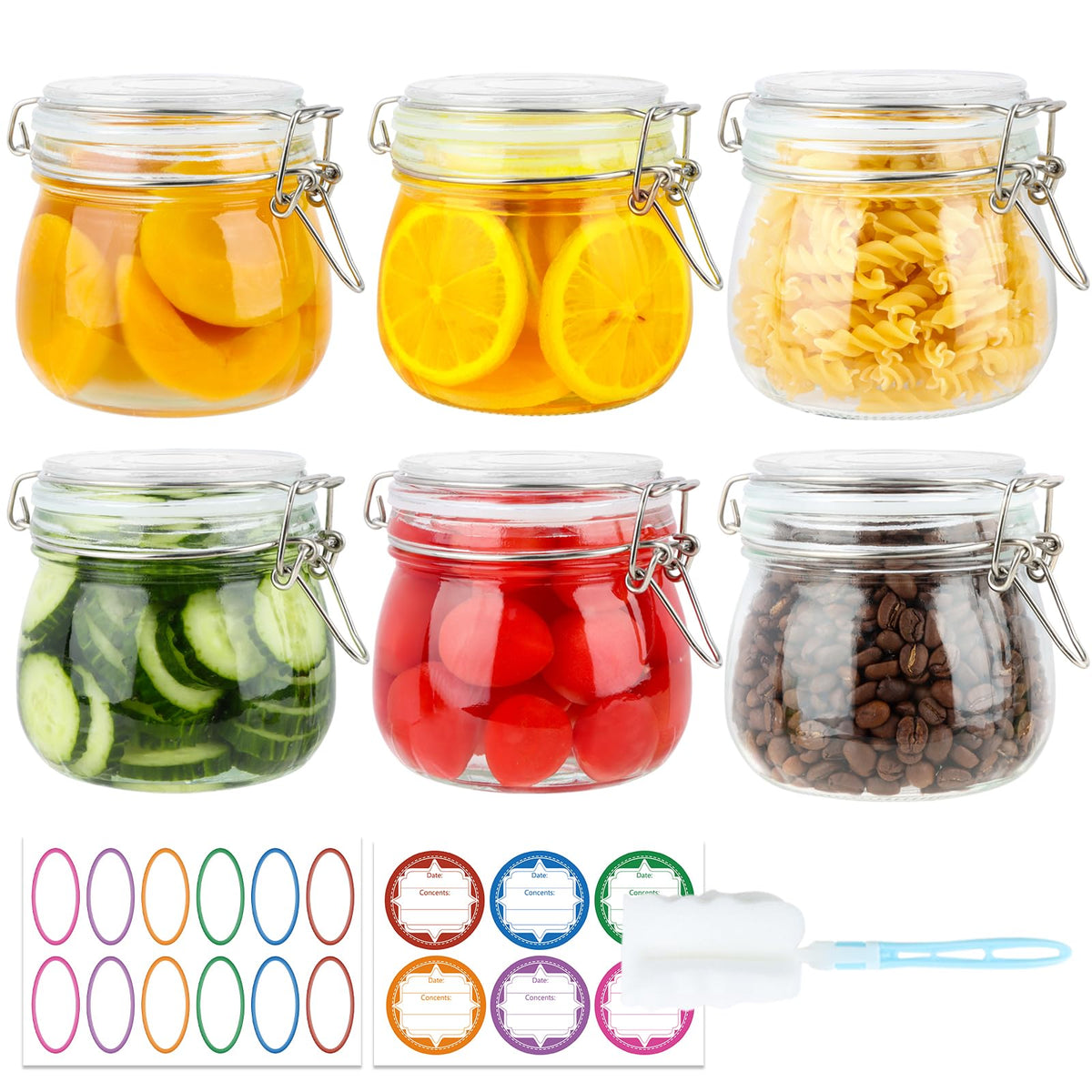16oz Glass Jars with Airtight Lids, 6 Pack X195230