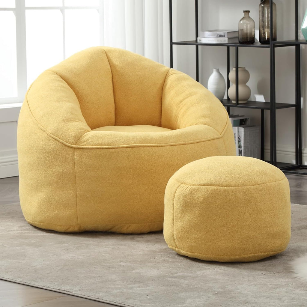 Upholstered Bean Bag Sofa Chair with Ottoman O3370