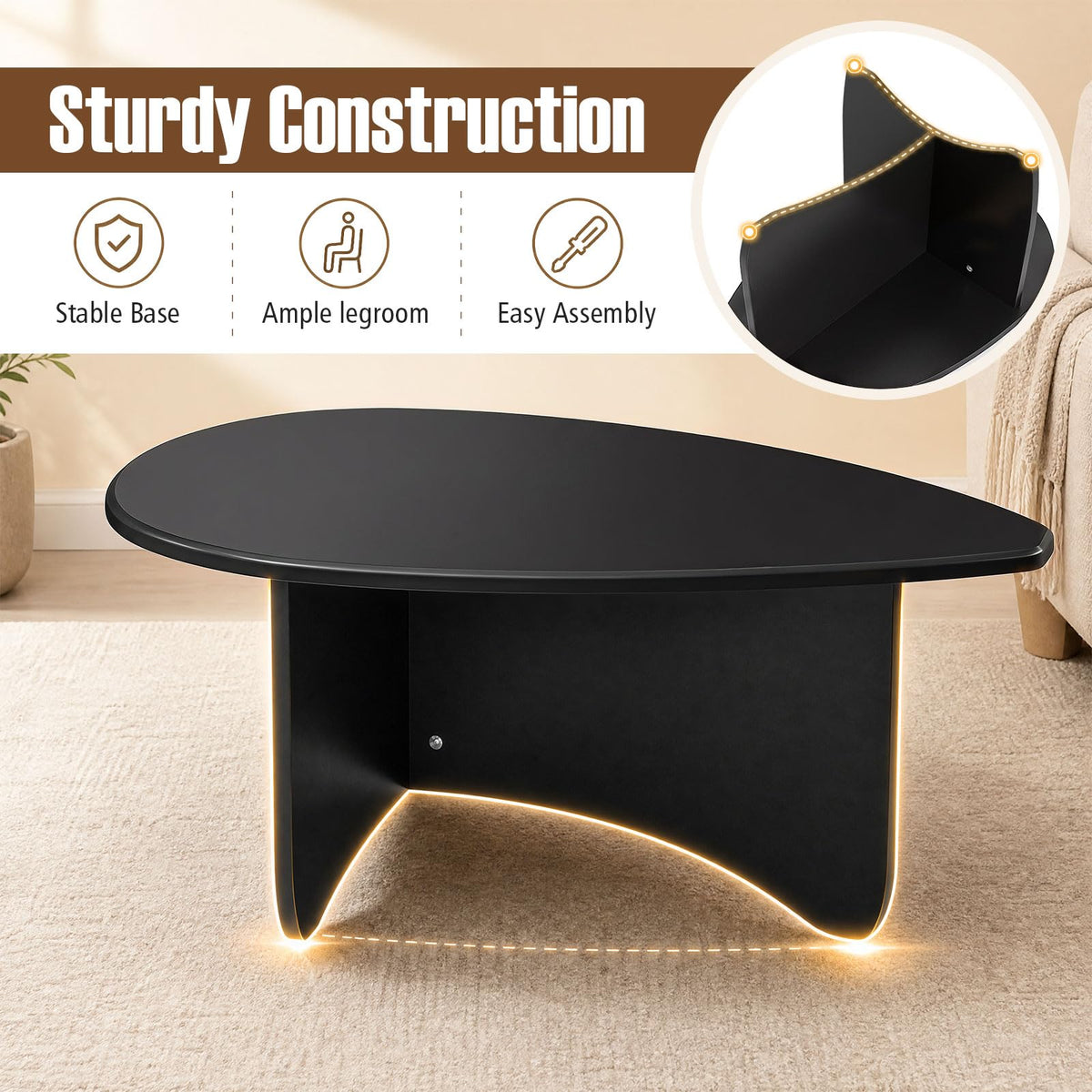 Oval Coffee Table Black G448