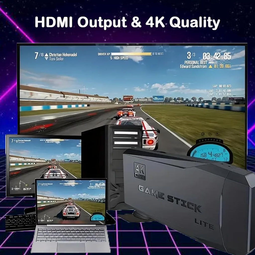 Plug and Play Retro Game Console with 4K HDMI Output, 2.4G Wireless Controllers, 64GB Memory Card P567492