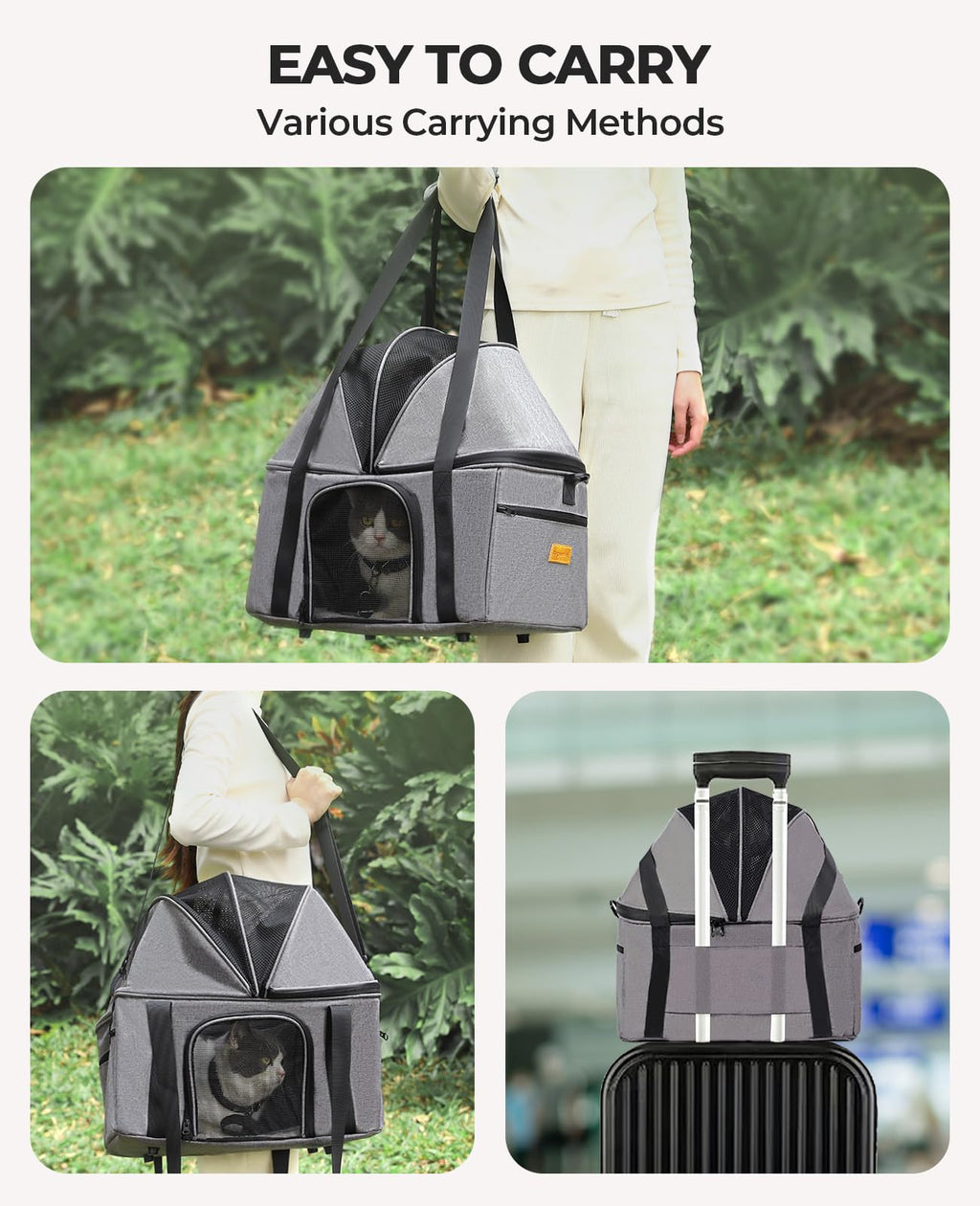 Top-Expandable Cat Carrier with Semi-Open Canopy R23003