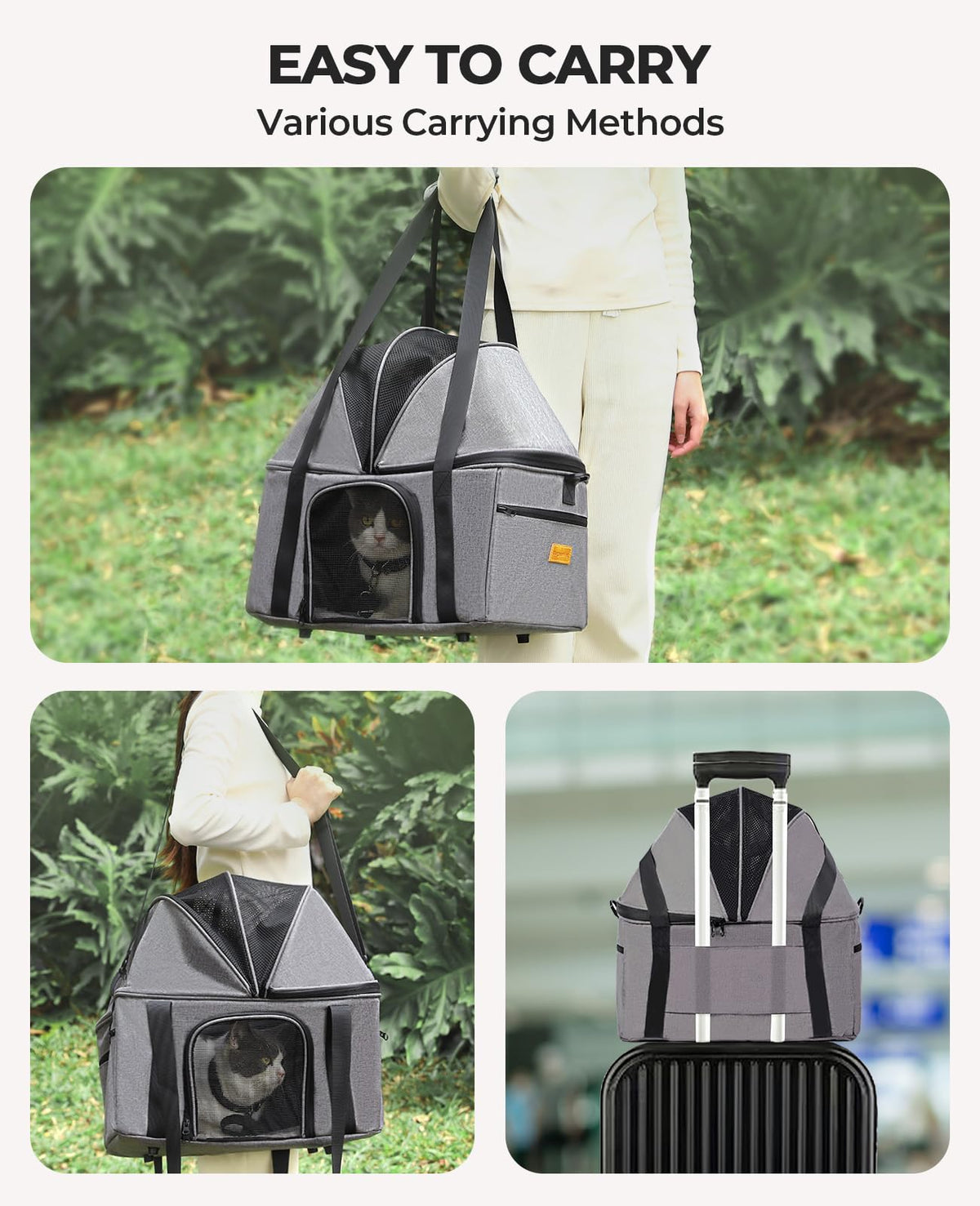 Top-Expandable Cat Carrier with Semi-Open Canopy R23003