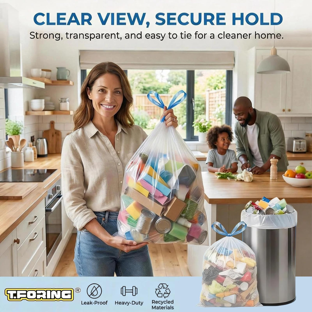 8 Gallon Drawstring Trash Bags 1.2 Mil Unscented 150 Count F729943