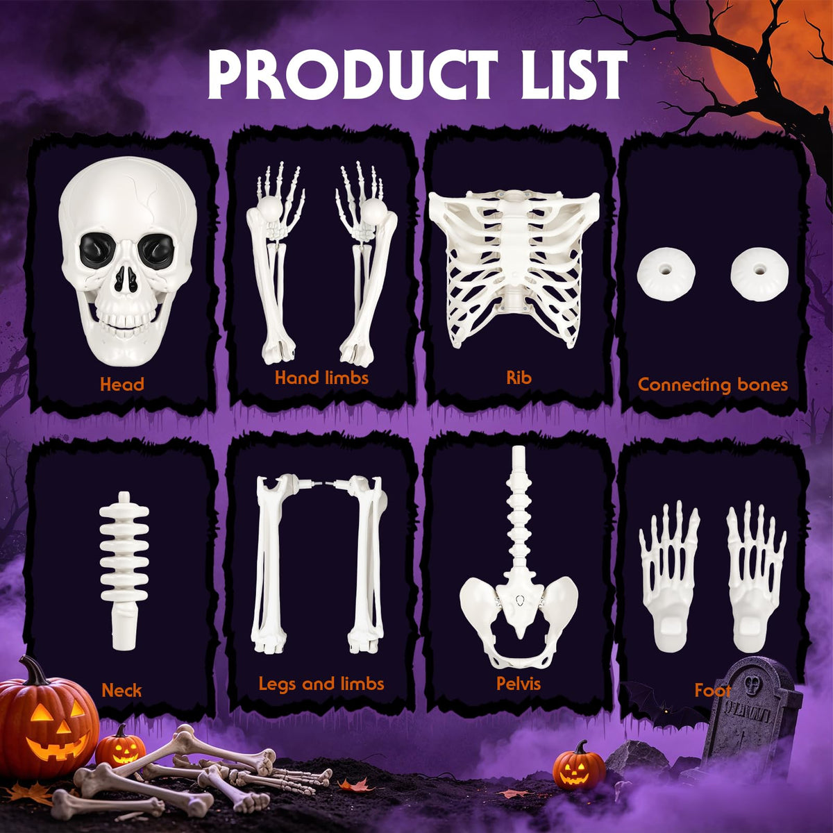 5.4FT Posable Life Size Skeleton (2PCS) X6448