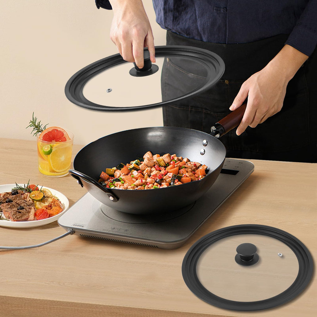 2 Pack Silicone Tempered Glass Universal Lid for Pots Pans and Skillets F9387