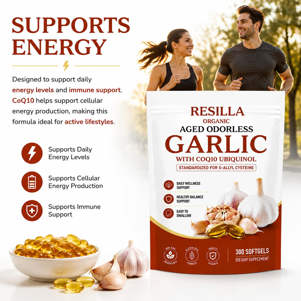 Organic Garlic Extract with CoQ10 Ubiquinol 300 Softgels G626443
