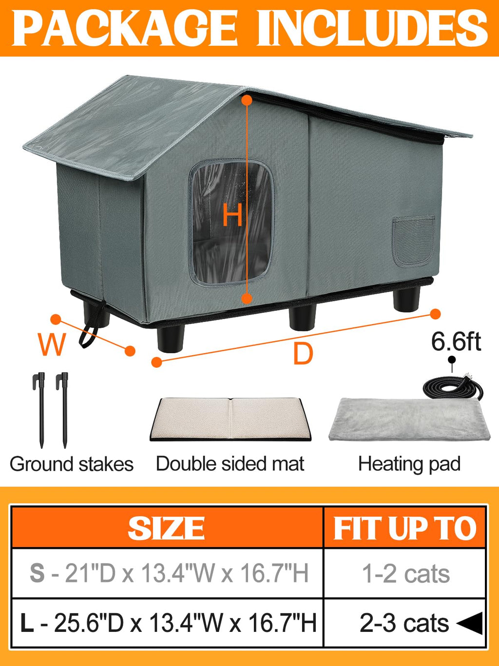 Heated Outdoor Cat House with Escape Door W200083