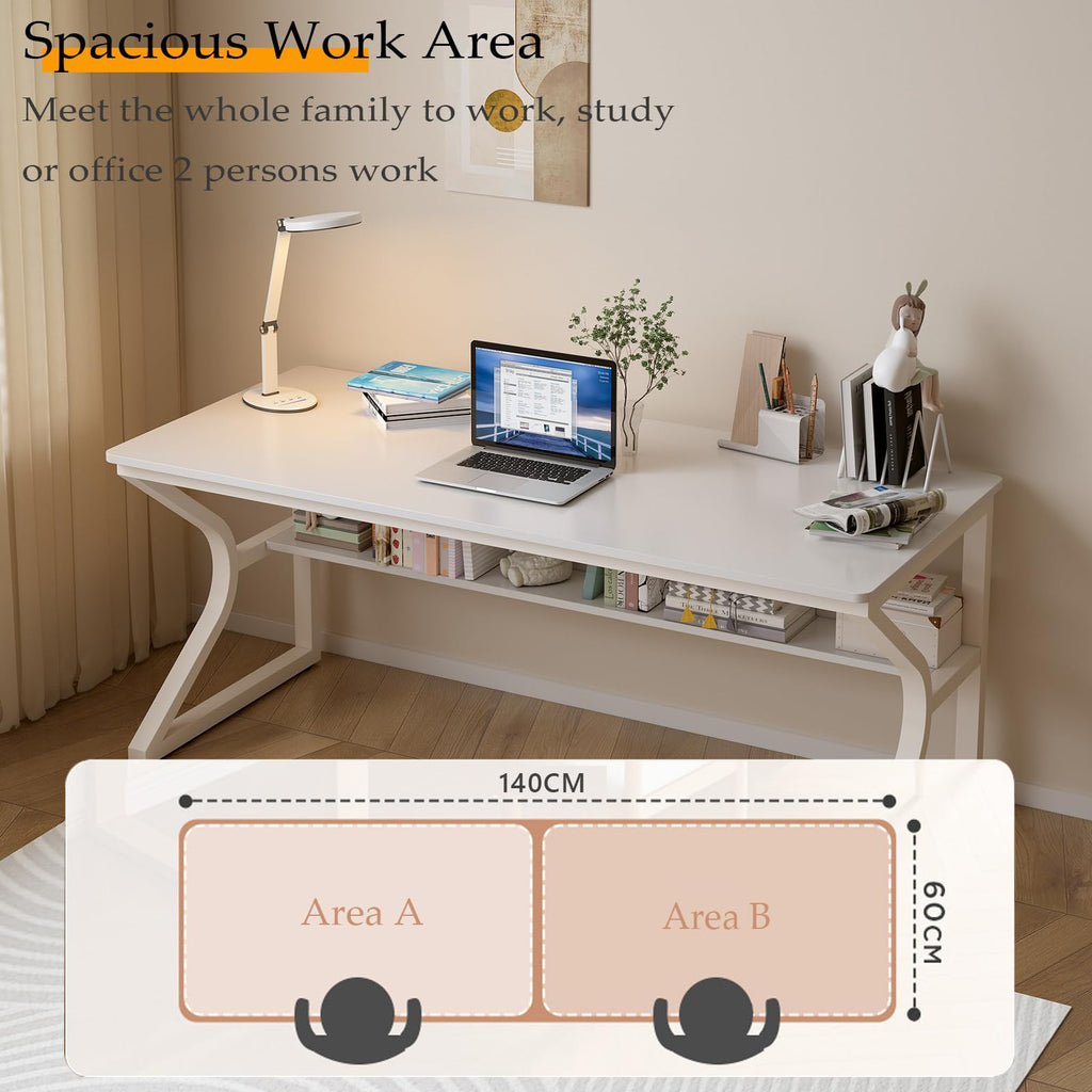 55-Inch Extra Long Desk with Storage Shelf Z712