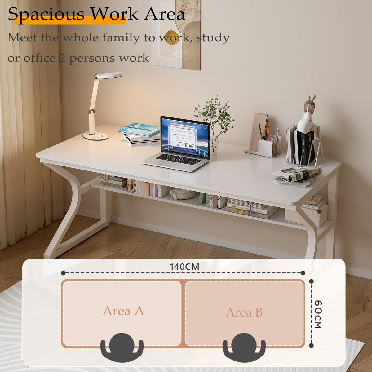 55-Inch Extra Long Desk with Storage Shelf Z712