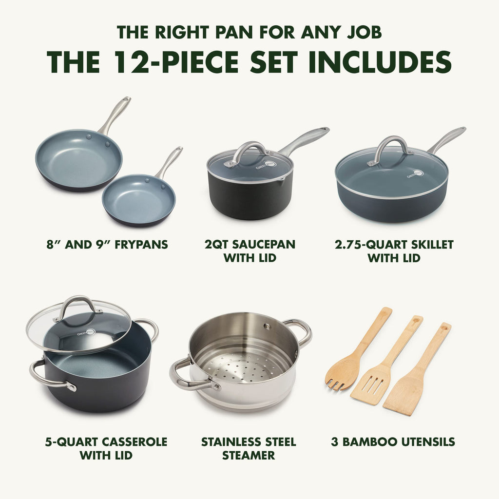 Hard Anodized Ceramic Nonstick 12 Piece Cookware Set I579