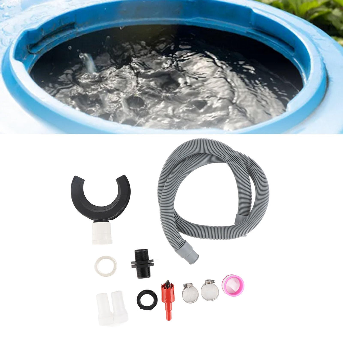 Round Downpipe Rainwater Collection System with 50cm Hose R690
