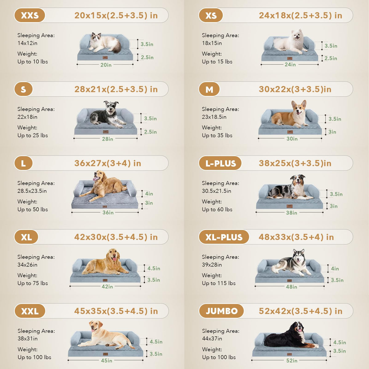 Washable Orthopedic Dog Bed with Bolster N405
