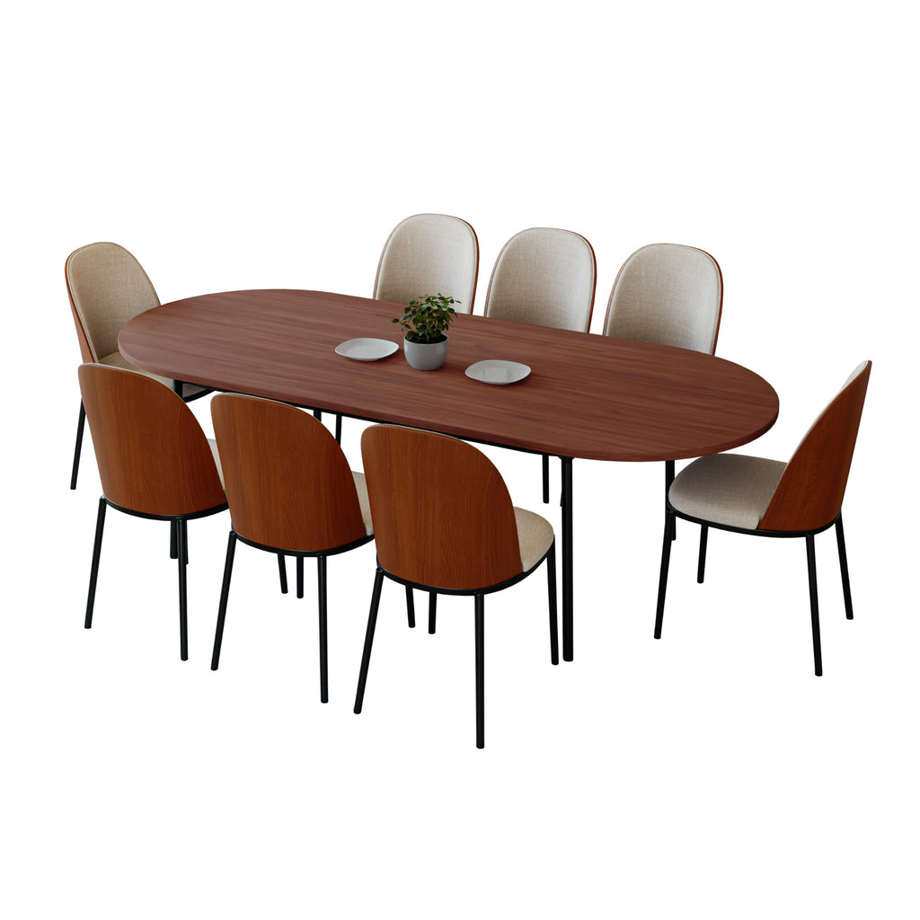 9-Piece Dining Set with 8 Chairs and Oval Table D4851