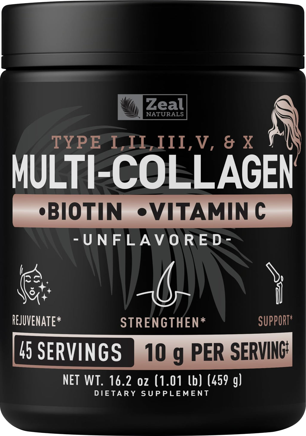 Multi Collagen Protein Peptides Powder Types I II III V X Unflavored 45 Servings V273