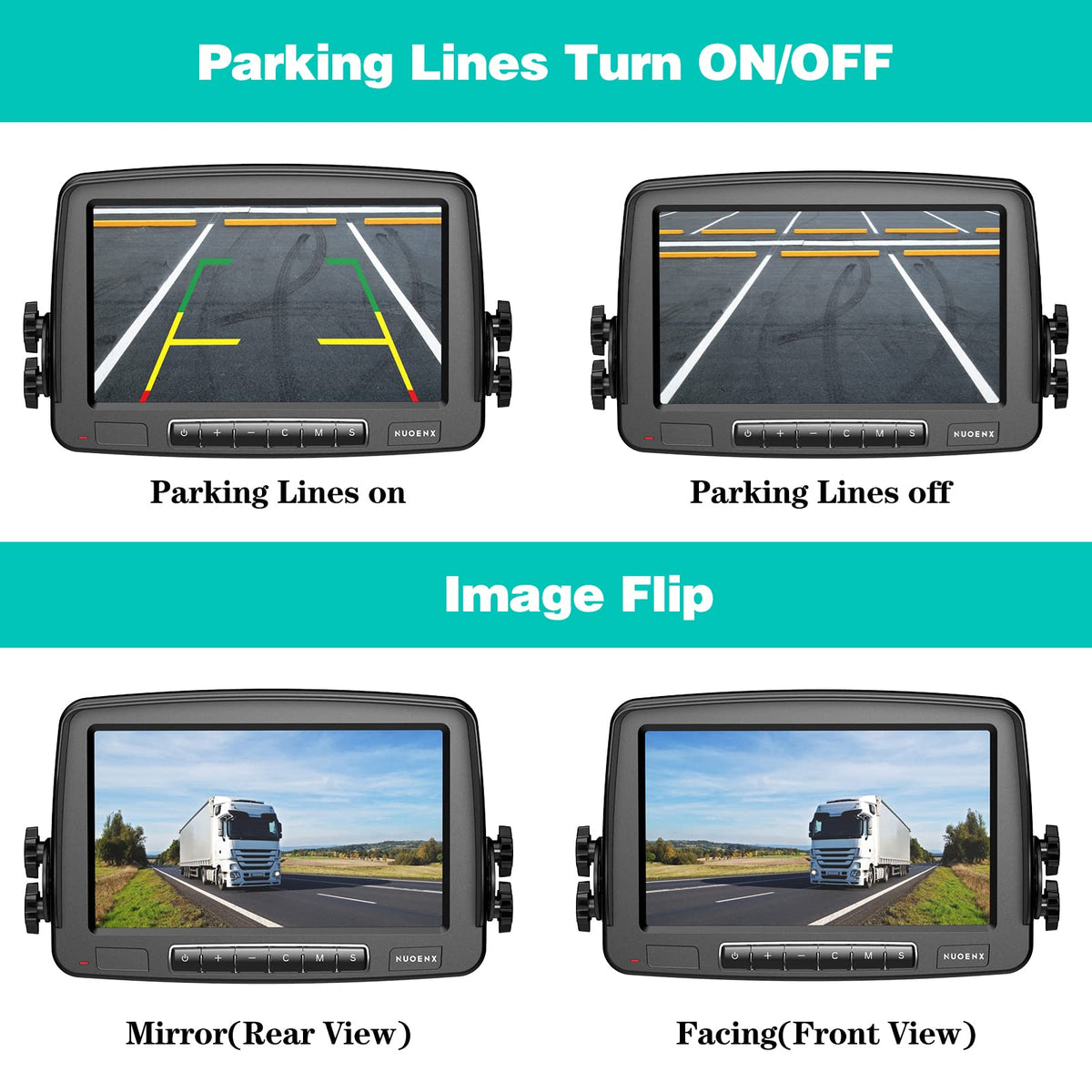 Wireless Backup Camera 7 Inch Monitor Rear View Camera System IP69 Waterproof Night Vision H13706