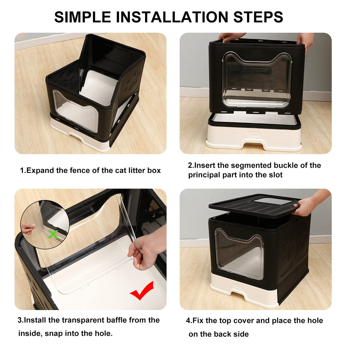 Foldable Large Cat Litter Box with Lid L7523