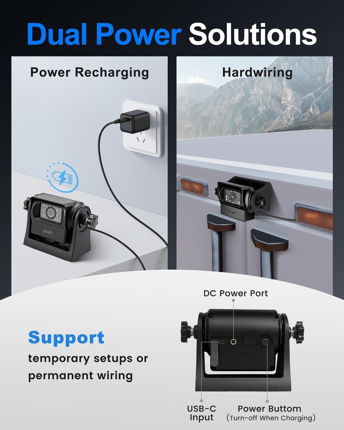 Wireless WiFi Magnetic Backup Camera 7" IPS Monitor HD 1080P Rechargeable Battery K874592