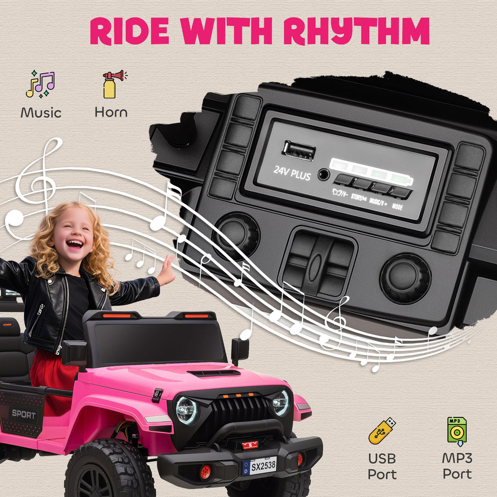 24V 2-Seater Kids Ride on Truck Car Pink O370