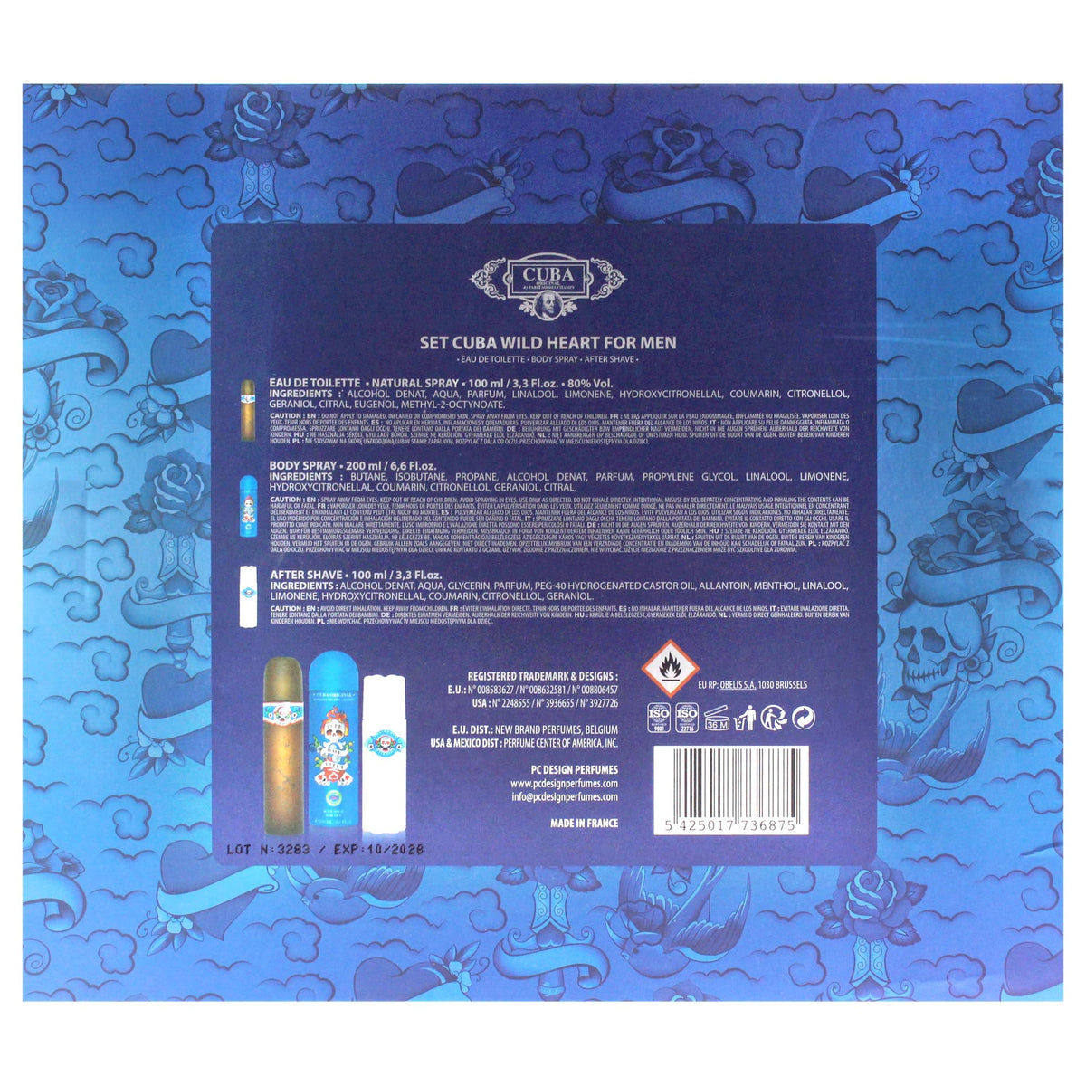 3 Pieces Eau de Toilette After Shave Body Spray Gift Set B991654