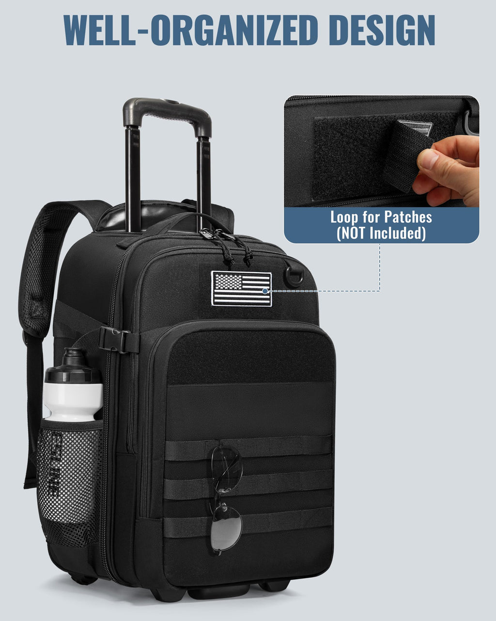 17 Inch Rolling Tactical Laptop Backpack with Wheels X7412