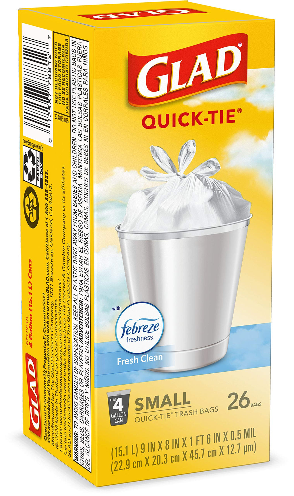 4 Gallon White Trash Bags, 26 Count (Pack of 6) P4487