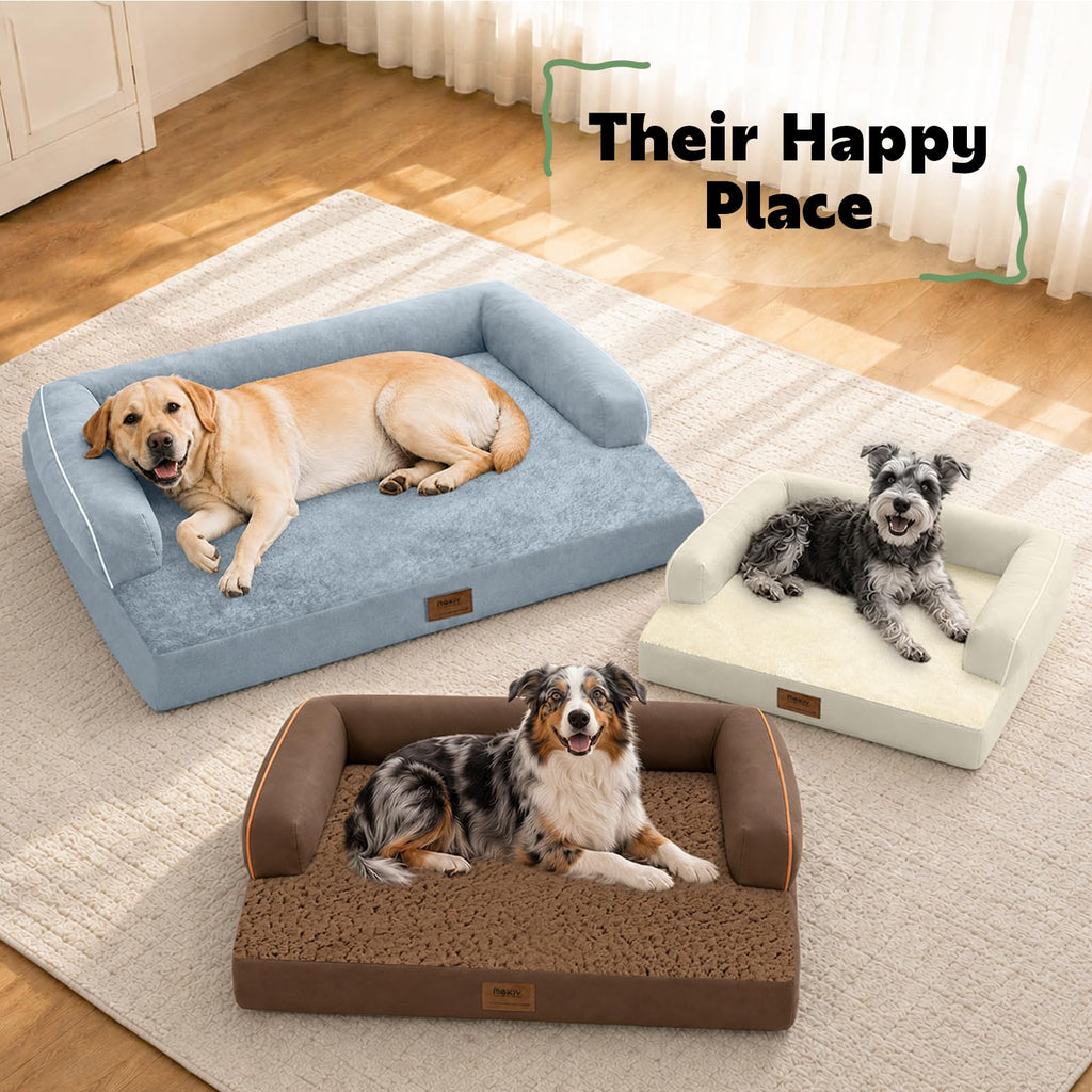 Washable Orthopedic Dog Bed with Bolster N405