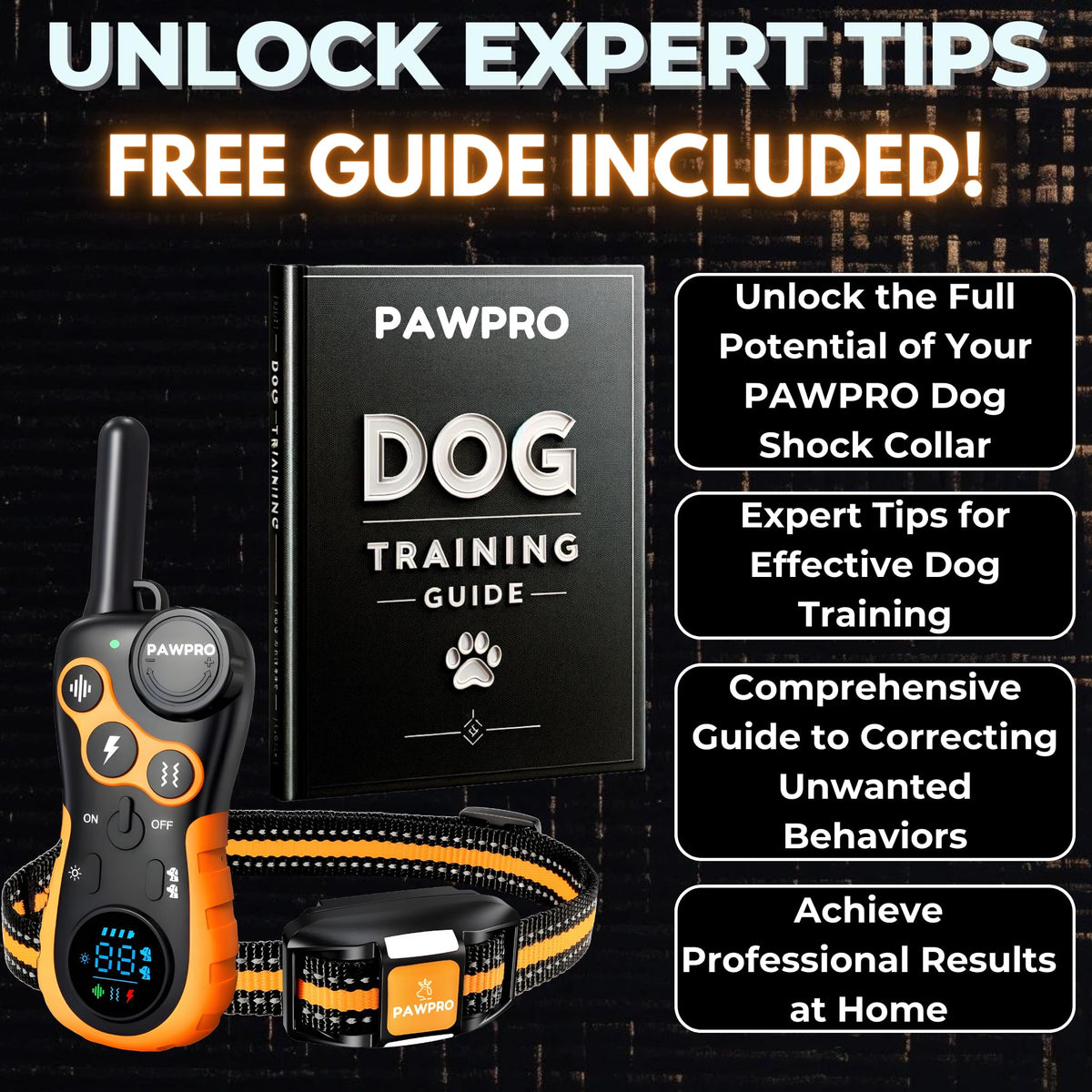 Dog Shock Collar with Remote, 4-Mile Range, Waterproof Rechargeable U910755