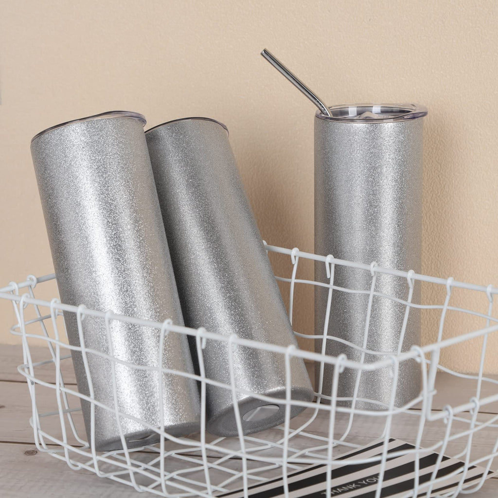20 Oz 8 Pack Glitter Sublimation Skinny Tumblers Stainless Steel U774