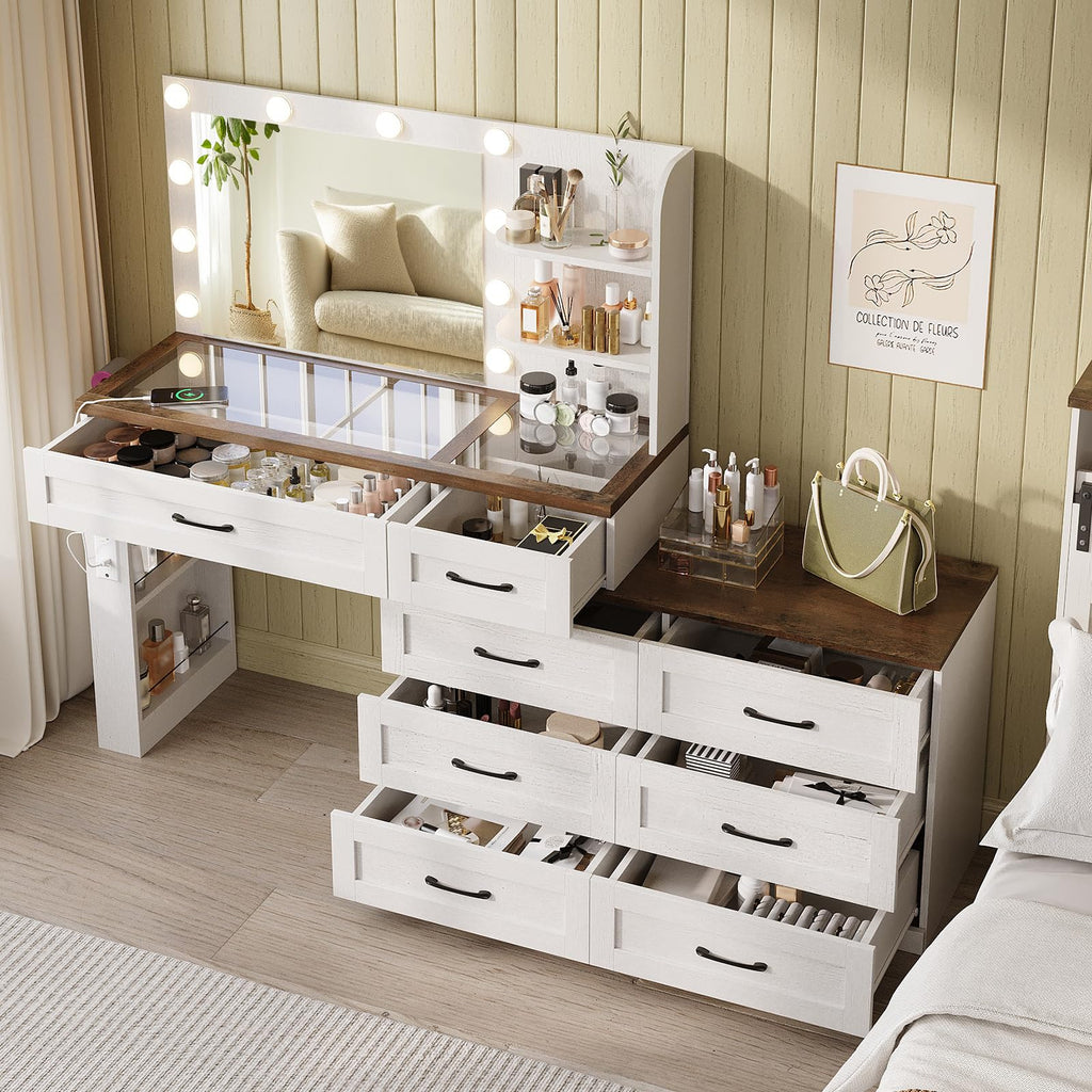 Antique White 6-Drawer Vanity Desk N776