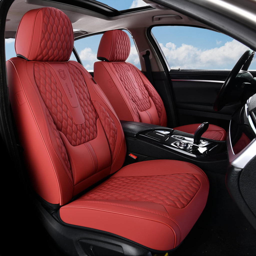 Red Full Set Nappa Leather Car Seat Covers Z9842