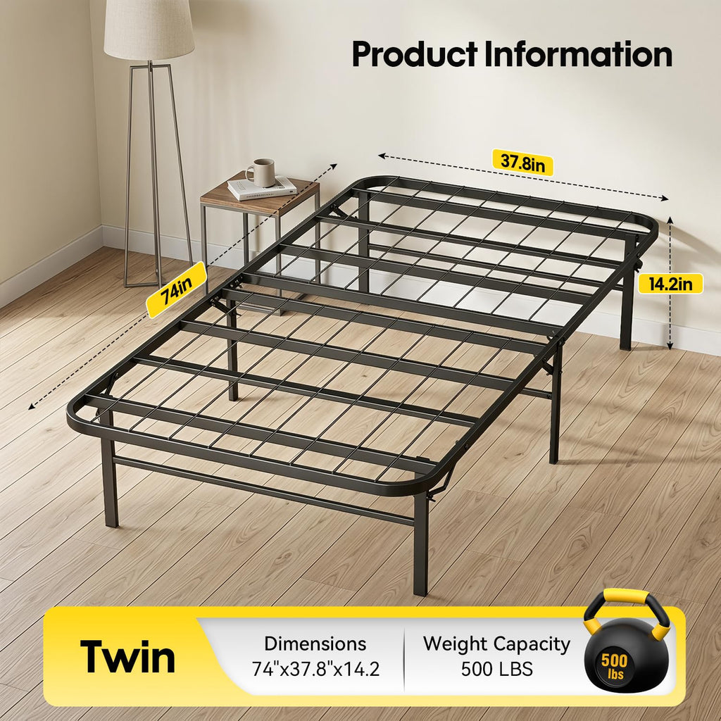 Twin Metal Bed Frame with 6 Legs U953805