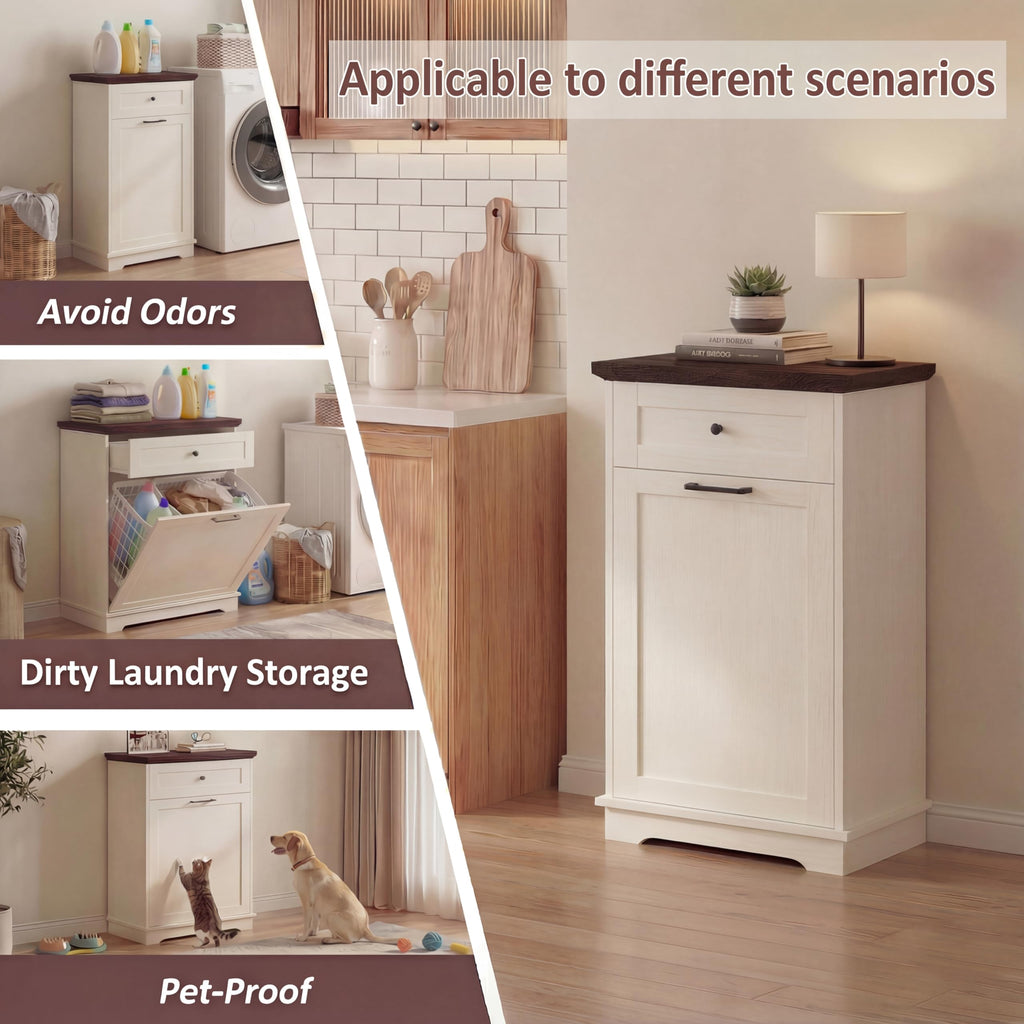 Double Tilt Out Trash Cabinet for 10 Gallon Trash Cans, Antique White Q790481