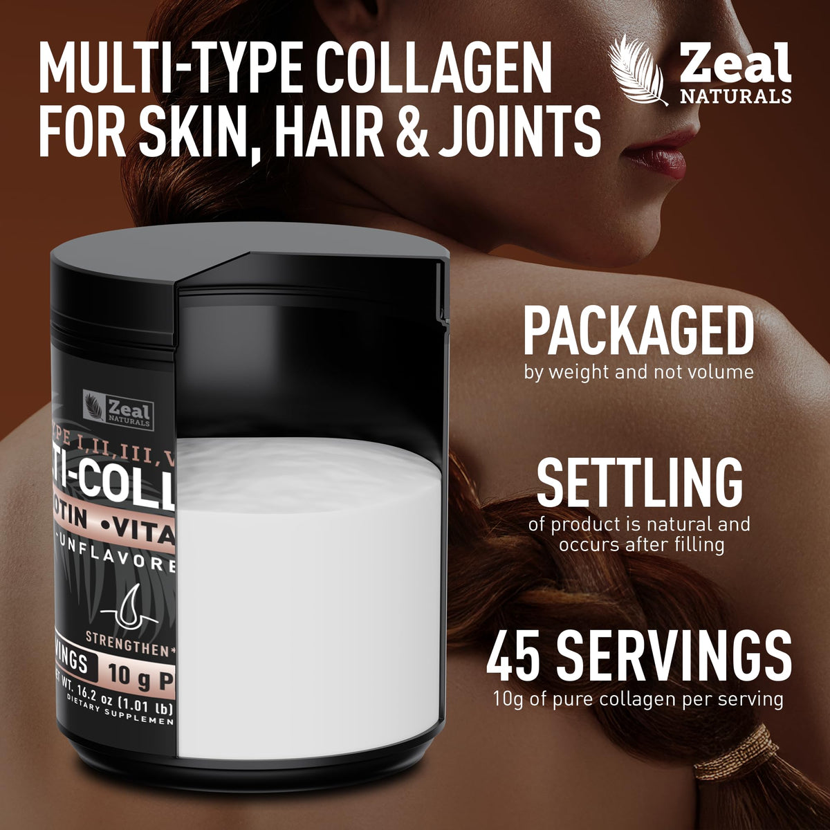 Multi Collagen Protein Peptides Powder Types I II III V X Unflavored 45 Servings V273
