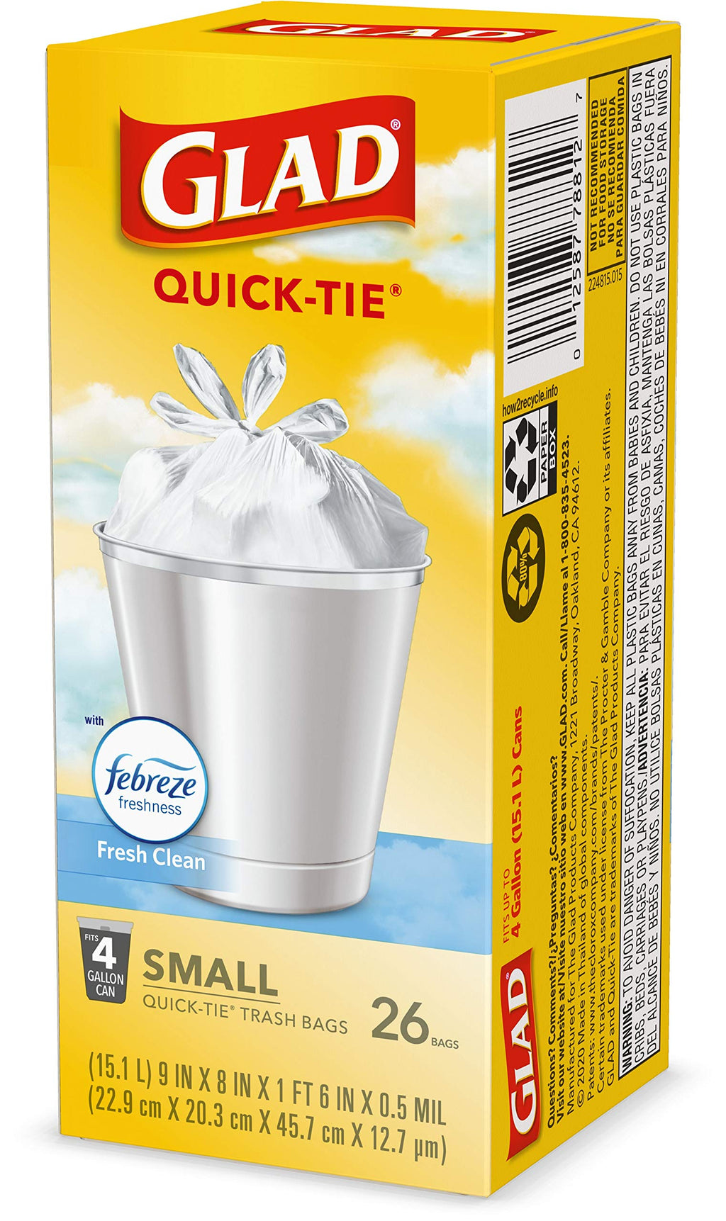 4 Gallon White Trash Bags, 26 Count (Pack of 6) P4487