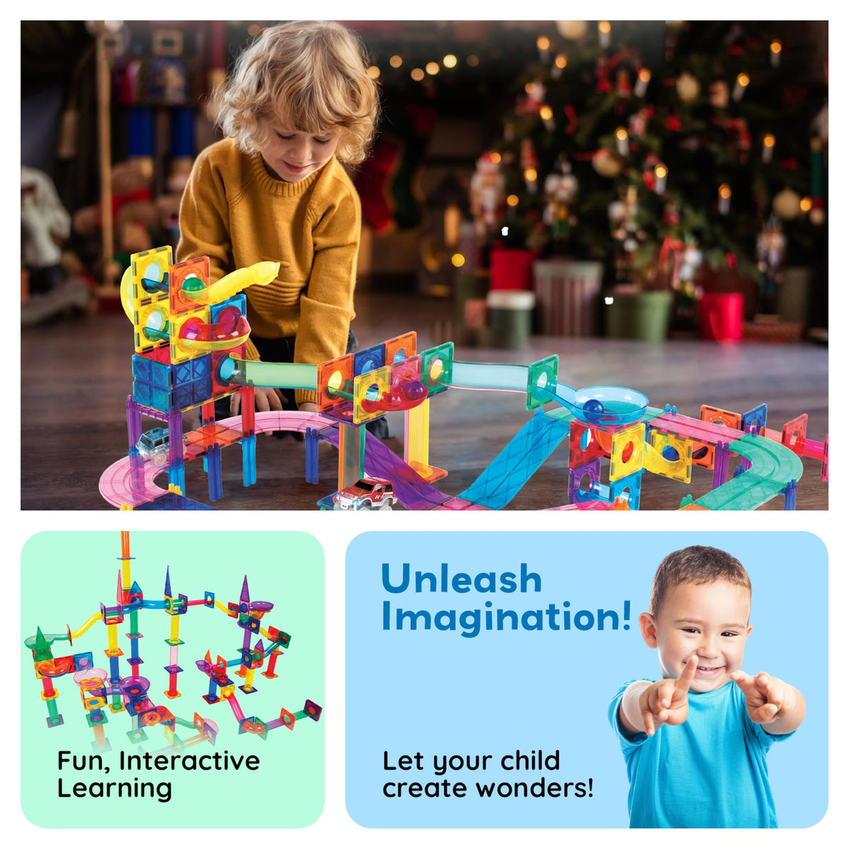 108 Piece Marble Run Race Track Set with LED Cars X2846
