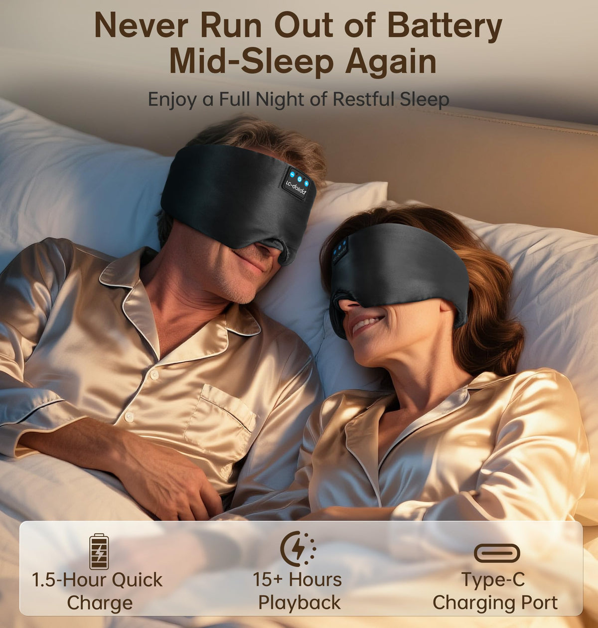 Silk Soft Sleep Mask with Bluetooth Black U9209