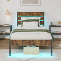 Twin Size Bed Frame with LED Light & Charging Station I977577