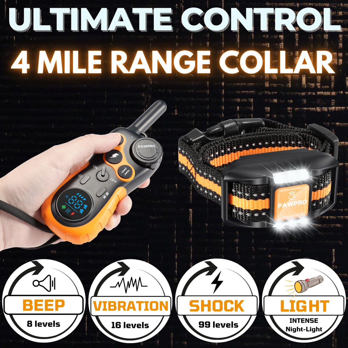 Dog Shock Collar with Remote, 4-Mile Range, Waterproof Rechargeable U910755