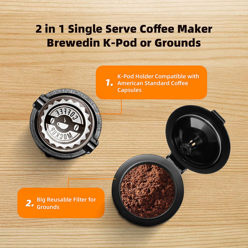 Single Serve Coffee Maker for K Cup and Grounds D49750