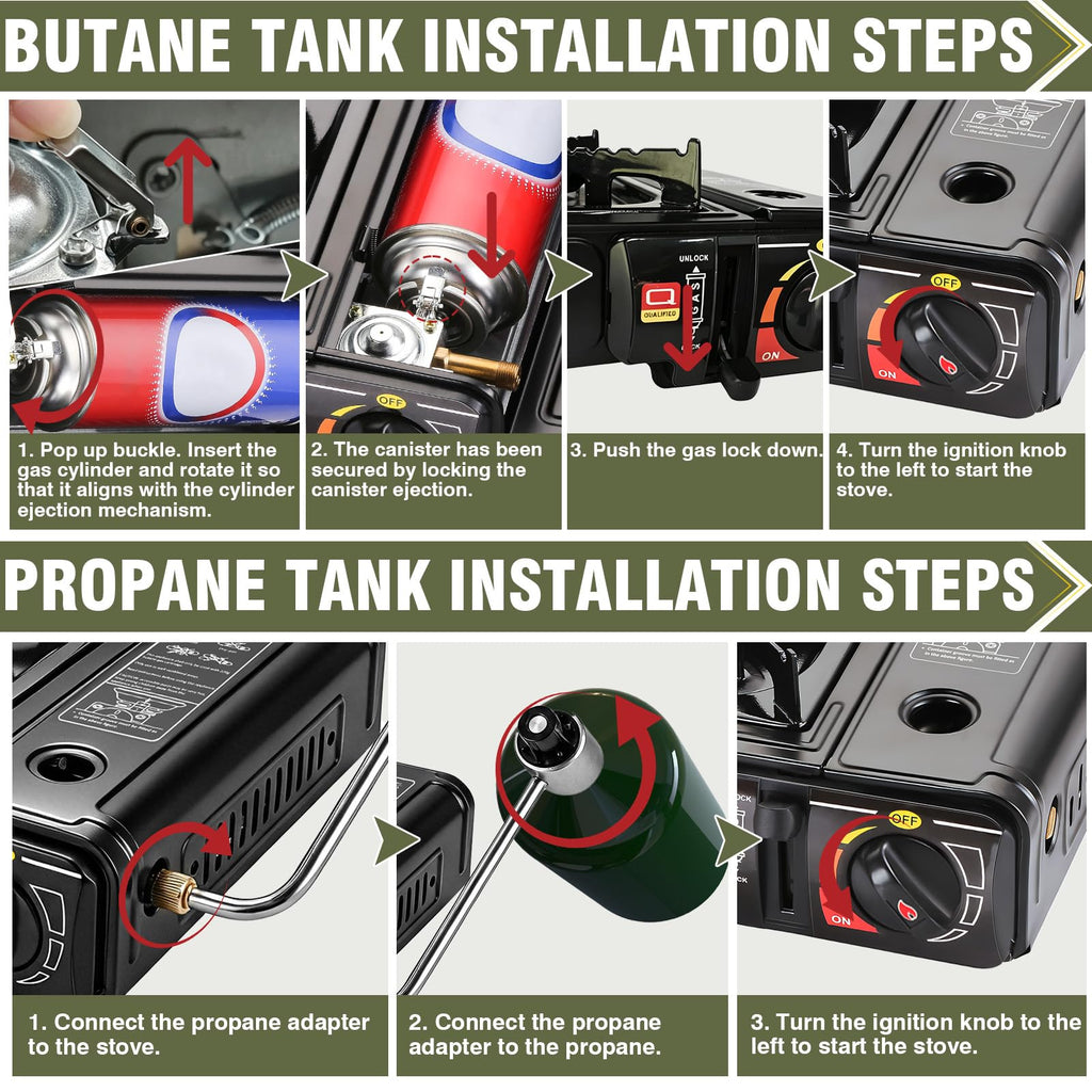 Portable Dual Fuel Single Burner Camping Stove Q14538