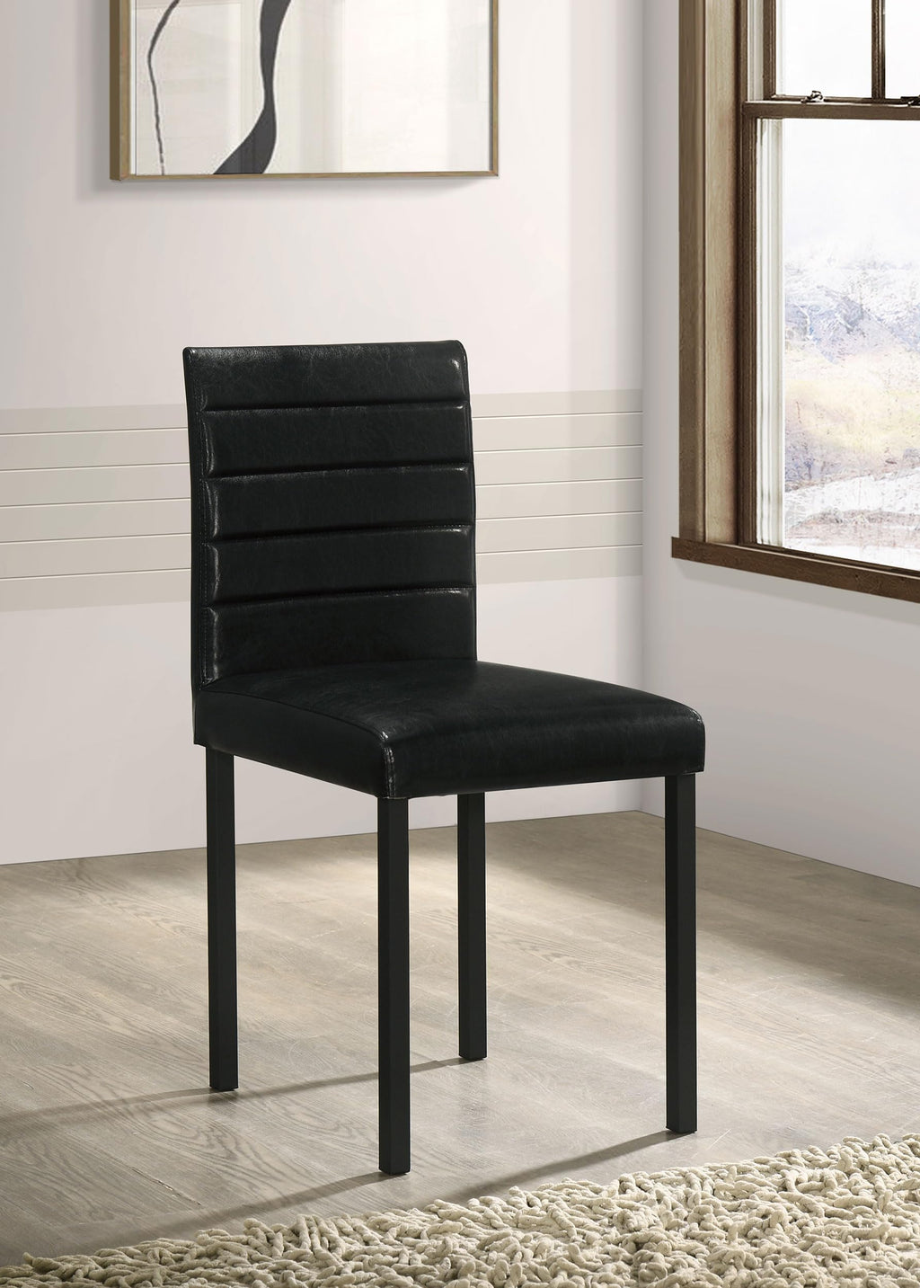 Black Faux Leather Dining Side Chair Set of 4 S32781