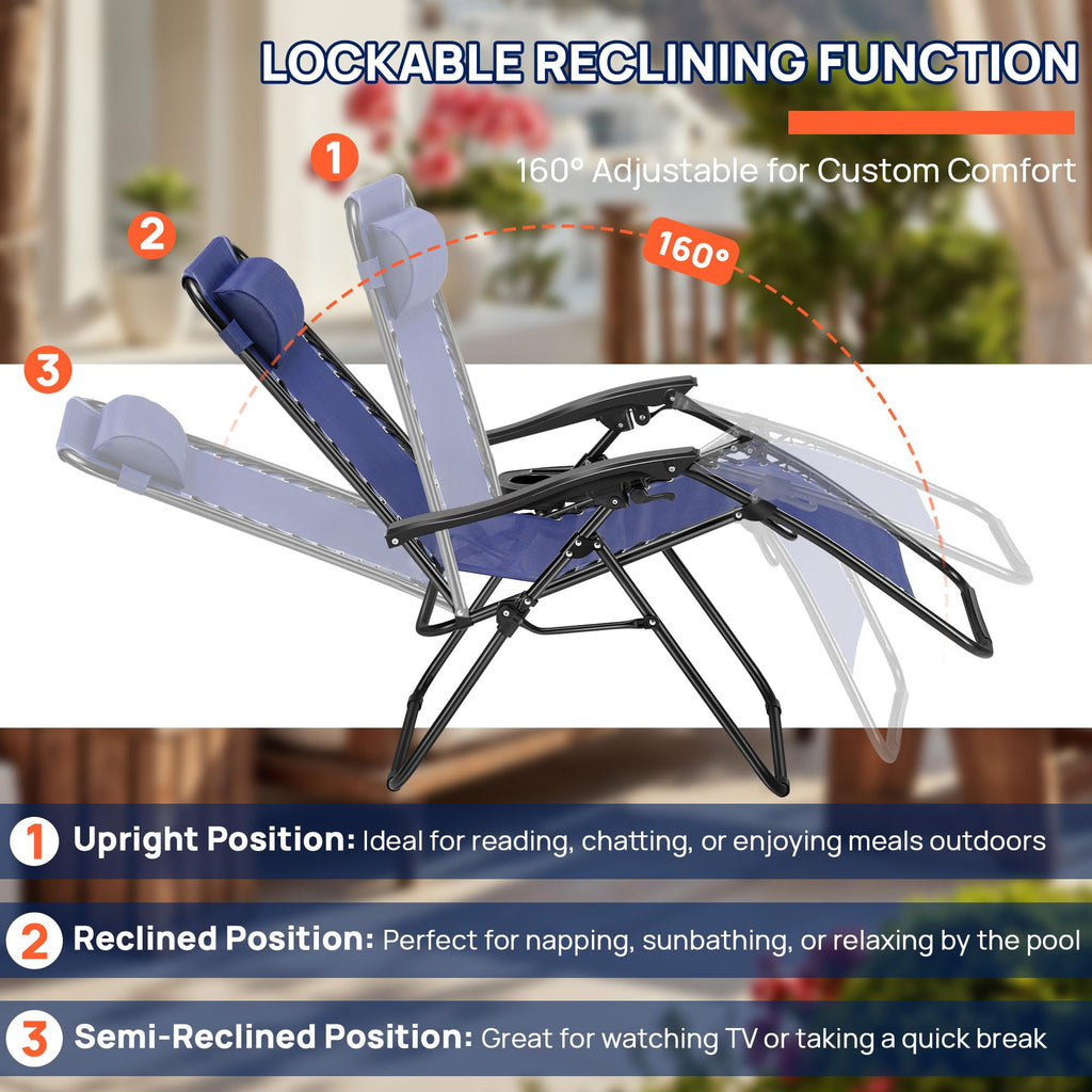 Oversized Blue Zero Gravity Chair Set of 2 C210