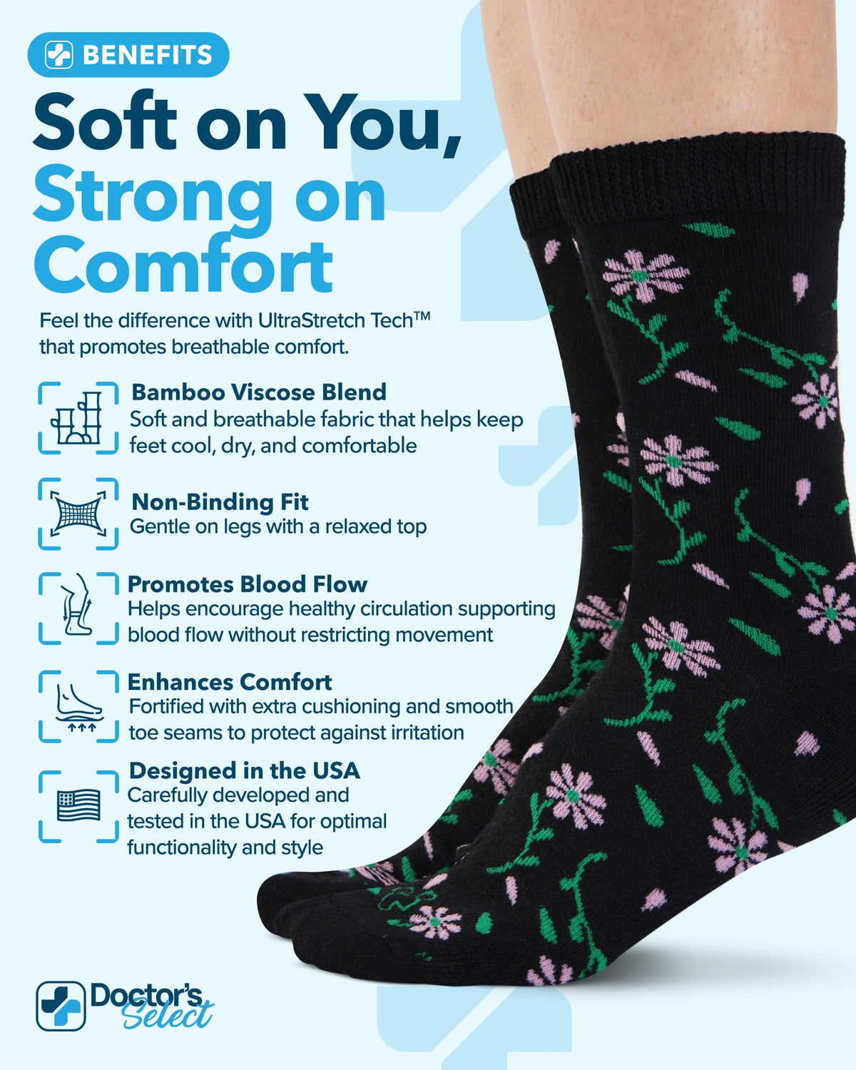 Moisture-Wicking Diabetic Socks 6 Pairs R4219