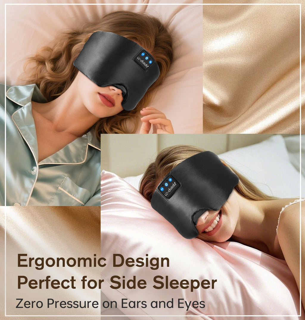 Silk Soft Sleep Mask with Bluetooth Black U9209