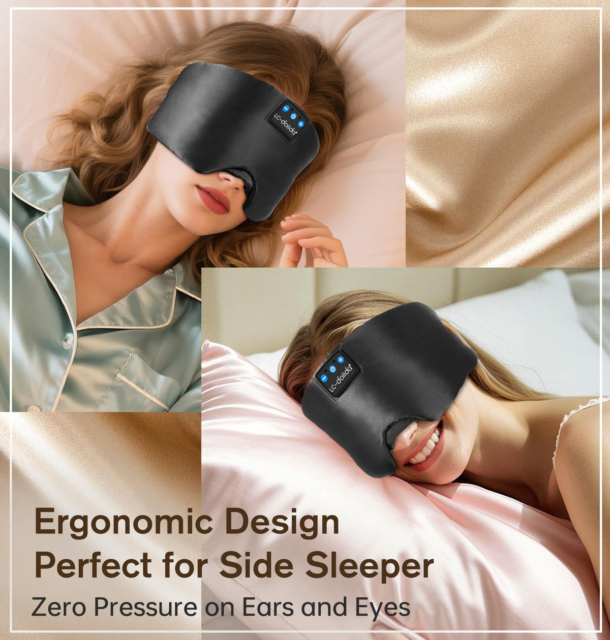 Silk Soft Sleep Mask with Bluetooth Black U9209