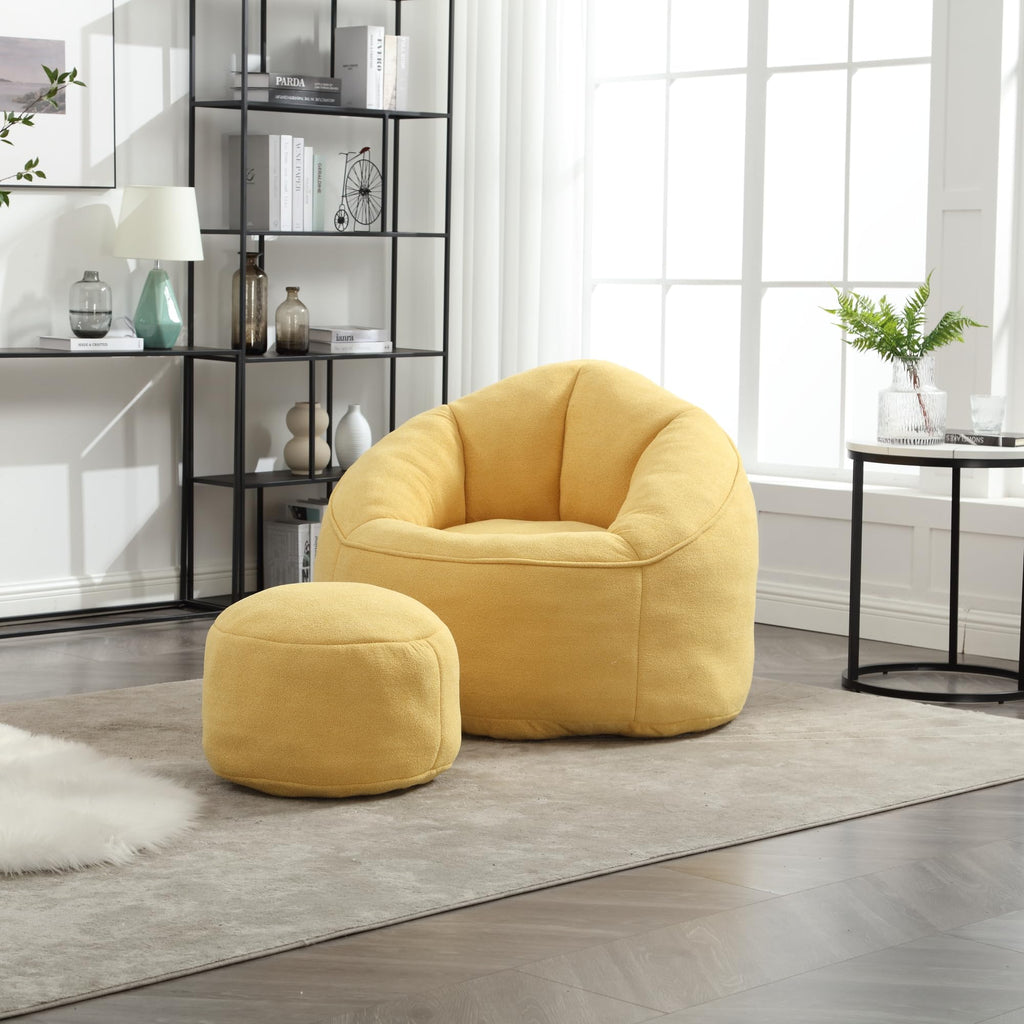 Upholstered Bean Bag Sofa Chair with Ottoman O3370