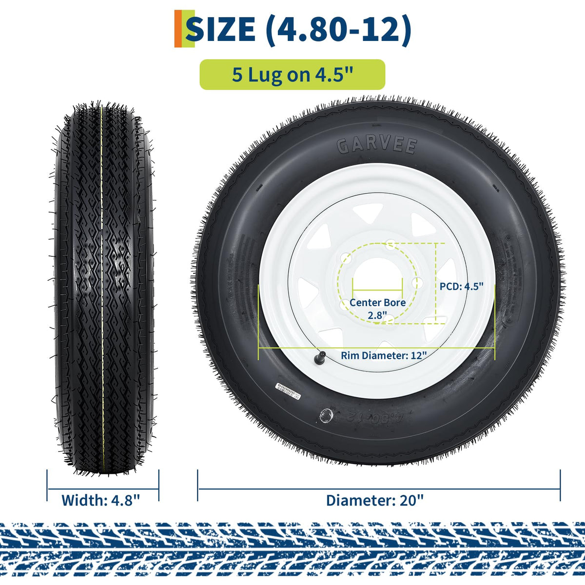 12 Trailer Tire and Wheel Assembly 5 Lug Set of 2 X9118