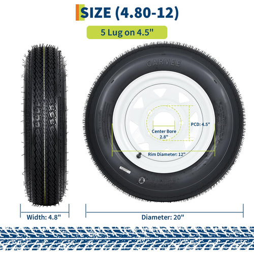 12 Trailer Tire and Wheel Assembly 5 Lug Set of 2 X9118